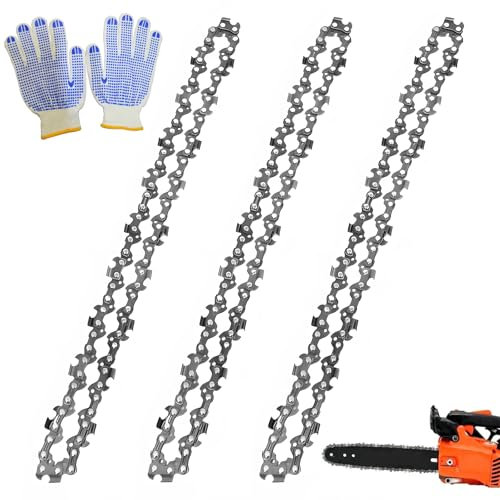 3 Pack 10 Inch Chainsaw Chain Replacement, 3/8 LP Pitch, 40 Drive Links, Chain Saw Chains for Cordless Handheld, Electric Chainsaw Accessories for Carpentry and Landscaping