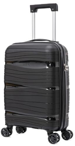 ARTREE Maletas de Viaje Pequeña, Equipaje de Mano Rígida Polipropileno con 4 Ruedas Giratorias y Cierre de Combinación Maleta de Cabina Mini para Niños 52x35x20cm, 28L (Negro)