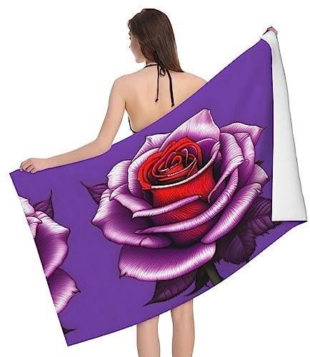 XZDCAL Telo da bagno assorbente in fibra ultra fine rosa fucsia per bagno, piscina, spiaggia, scuola