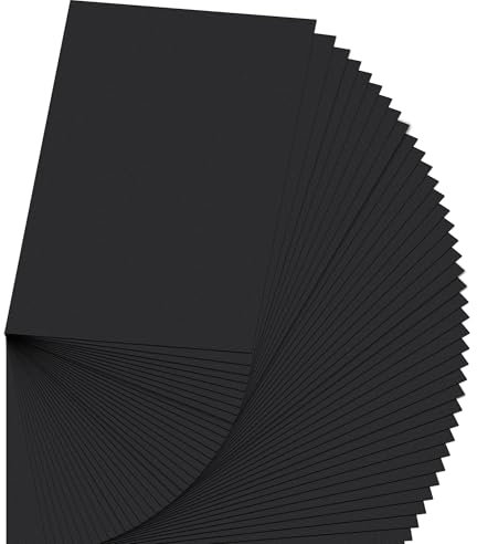 Taiyeestar 50 Blatt Tonpapier Schwarz A4, Schwarzes Tonpapier A4, Schwarzes Papier, Bastelpapier Tonkarton, Papier für Origami und Bastelprojekte, 150 g/m²