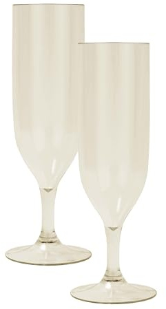 Procos - Champagnergläser aus Kunststoff, Beige, 2 Stück | Trinkbecher für Party oder Gartenfeier, Partybecher