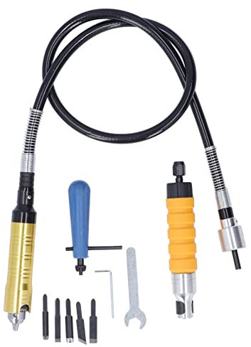 Baxnore 10 portabrocas de extensión de eje flexible, accesorio de adaptador de eje flexible de acero inoxidable, accesorio de eje flexible para tallar lijado