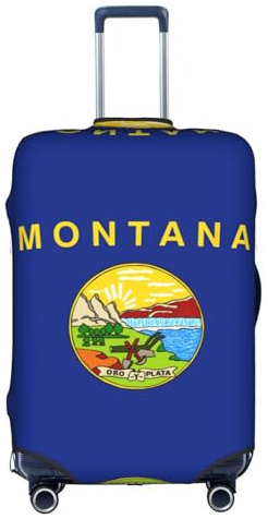 HDSKFNS Kofferabdeckungen mit Montana-Staatsflaggen-Druck, für Gepäck, Kofferabdeckung, Reisegepäckabdeckung, passend für 45,7 - 81,3 cm große Koffer, weiß, S