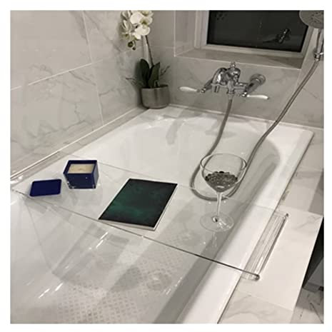 OXOLAMRIN Acryl Bad Caddy Tray，Badewanne Regal Tray， Klares Acryl-Badewannentablett, multifunktionales Badewannenregal, wasserdicht, rutschfest for Badewanne, Weinglas, Buch, Tablet(75x25cm)