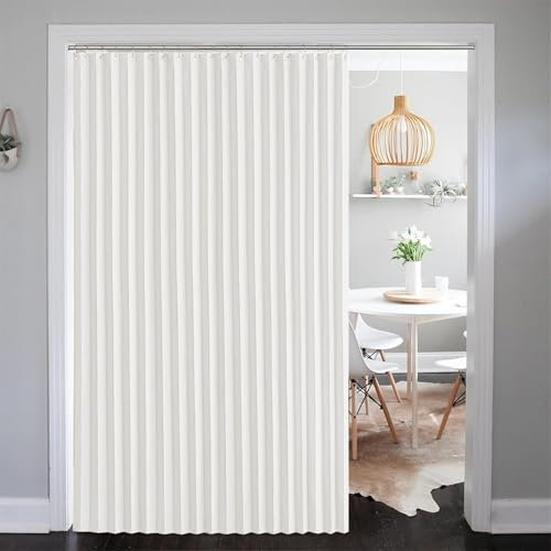 SK Studio Rideaux Occultants Isolant Thermique Anti Froid, Rideau De Porte Pliant à Oeillets, Impermeable pour Chambre, Salon Décoration de Fenêtre, Blanc, 112x195cm