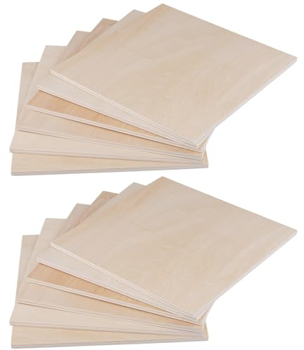 SYUTBOU Lot de 12 Plaques de Contreplaqué 200x200x6mm - Bois de Tilleul Naturel - Pour Bricolage, Gravure Laser, Pyrogravure, Peinture et Modélisme