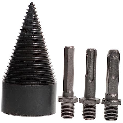 OSALADI Wood Splitter Drill Bit Set 50mm with 3 Hex Shank Adapters Firewood Drill Bit Log Splitting Kindling Firewood Cutter Kit 30cm Length