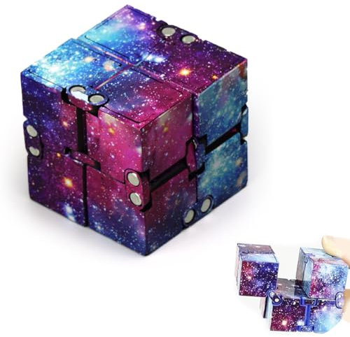 KYLOS Infinity Cube Würfel, Blauer Magic Cube mit Textur-Oberfläche, Fidget Spielzeug für Stressabbau & Konzentration, Anti-Stress Würfel für Erwachsene & Kinder
