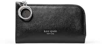 kate spade new york Halo Geldbörse aus feinem genarbtem Leder, klein, schmal, Schwarz
