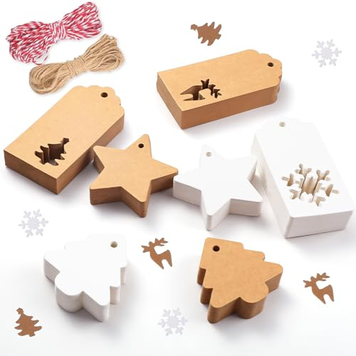 100 Stück Geschenkanhänger Weihnachten Für Weihnachten Geschenkverpackungen | Kraftpapier Anhänger Mit Schnur Jute Etiketten DIY Weihnacht Indoor Haus Deko