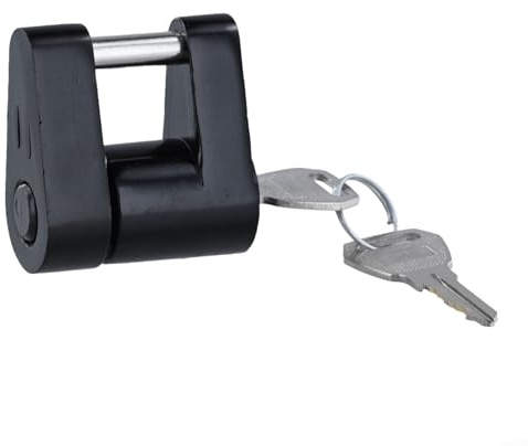 Zilimontt Cadenas de remorque en alliage de zinc résistant à la rouille pour remorques, bateaux et yachts, coupleur d'attelage noir pour la sécurité du véhicule