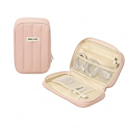 KIVEA Reise-Tasche Kabel Organizer, 14,5×24×5 cm , Rosa | Wasserdicht, Stoßfest, Gepolstert, Organizer für Spiele & Zubehör, 14,5×24×5 cm