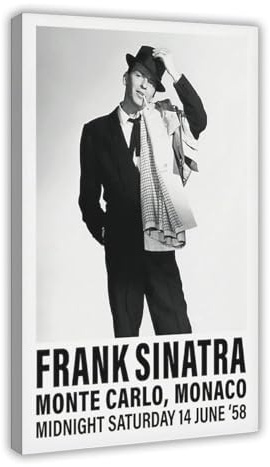 QIENAZIO Frank Sinatra Schwarz-Weiß-Musik, Retro-Leinwand, modernes Poster, Wandkunst, Dekordrucke, Gemälde, Wohnzimmer, Schlafzimmer, Dekoration, 30 x 45 cm
