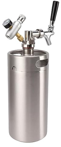 Baxnore Edelstahl-Bierfass-Growler, 3,6 l, Mini-Fass-System mit 60 PSI Manometer, Heim-Bierzapfhahn für Partys, Bar-Events