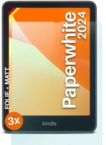 moex FlexProtect Schutzfolie matt kompatibel mit Amazon Kindle Paperwhite 2024 Folie gegen Reflexionen, Anti Reflex Displayschutz, matte Displayfolie, robust und Kratzfest – 3 Stück