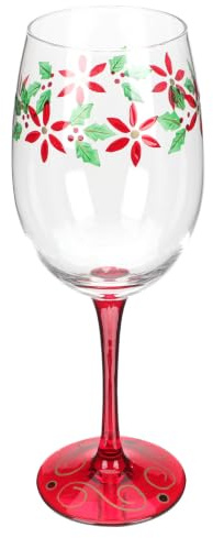 Holibanna Calice da Vino Rosso Natalizio in Vetro Cristallino da 320ml, Design Elegante per Feste e Regalo di Natale, Bicchiere da Cocktail Stiloso per Intrattenere Ospiti