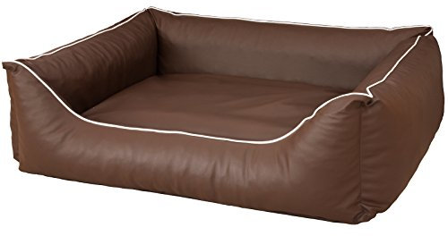 CopcoPet Hundebett Rocco Braun 80 x 60 cm – Wendebett aus pflegeleichtem Kunstleder – Waschbar & bequem – Mit erhöhtem Rand – Formstabiler Schlafplatz für kleine Hunde