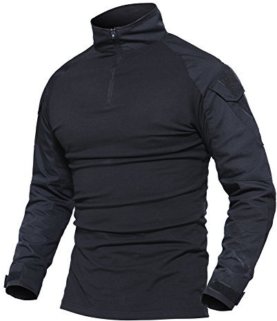 MAGCOMSEN Herren Military Langarm Shirts Combat T-Shirt Slim Fit Taktisches Oberteil Herren Outdoor Quick Dry Hemd Atmungsaktiv Paintball Funktionsshirt Schwarz M