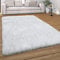 Paco Home Hochflor Teppich Wohnzimmer Schlafzimmer Shaggy Weich Modern Pastell Einfarbiges Design, Grösse:160x230 cm, Farbe:Weiß