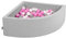 KiddyMoon Piscine À Balles pour Bébé Quart Angulaire 90X30cm/200 Balles 7Cm Fosses À Boules Jouet Enfant, Gris Clair: Gris/Blanc/Rose