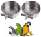 2 Pack Bird Feeding Dish Cups with Clamp Stainless Steel Parrot Food Water Bowl for Macaw African Greys Budgies Parakeet Cockatiels Conure Lovebird Finch Small Animal Cage Bowl 10 Ounce