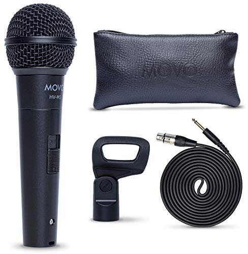Movo HV-M5 Dynamic Cardioid Vocal Microphone with Internal Shockmount and Windscreen for Live Sound, Singing, Stage and Studio Performances