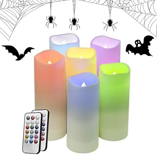 salipt LED Kerzen mit Timerfunktion, Dimmbar 13 Farben und Farbwechsel, RGB Kerze Batteriebetrieben, Flammenlose Kerzen Outdoor Wasserdicht 6er-Set, Durchmesser 5.6 cm, Höhe 12.7 15.3 17.8 cm
