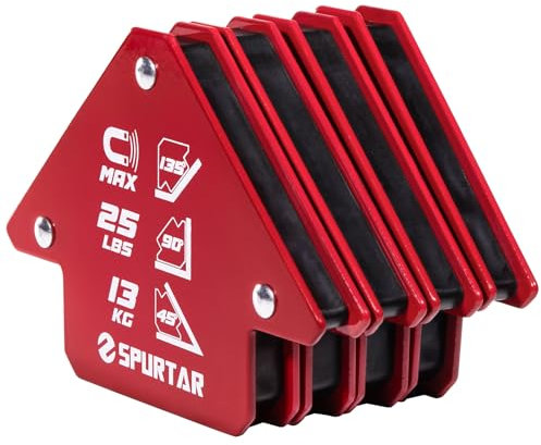 Spurtar 4 pezzi 13kg Squadra Magnetica per Saldatura, Supporto Magneti per Saldatura, Metallo Lavorazione MIG Attrezzature Officina Saldatore Magnete 45, 90, 135 Gradi