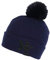 Mütze mit Bommel NY Marineblau und Schwarz aus Wolle, Fashion Katzy – Unisex Gr. Einheitsgröße, blau