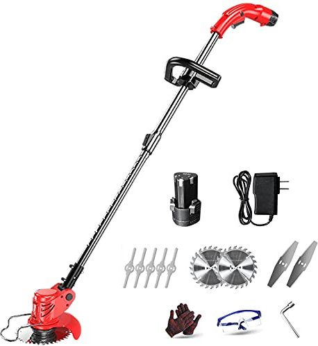 Coupe Bordure Sans Fil Avec Batterie, 450W Electrique Débroussailleuse Telescopique 3 In 1tondeuse Multifonction, Tête Réglable Et Poignée Télescopique, Pour Tondre Les Pelouses Arbustes Branches