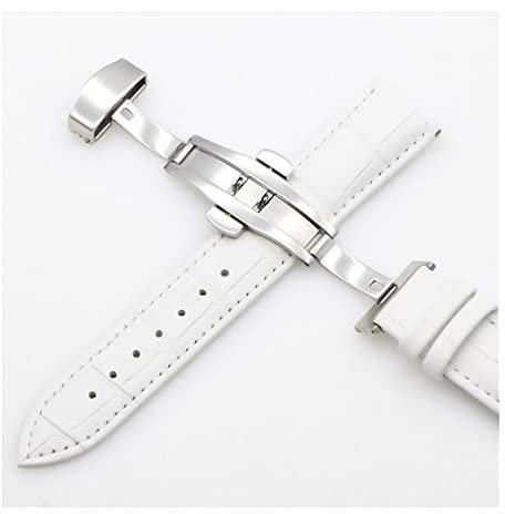 Linyuex Uhrenbänder 18mm20mm22mm24mm Universaluhr Schmetterling Schnalle Stahlband Schnalle Armband Armreif Armband + Werkzeug (Band Color : Weiß, Band Width : 20mm)