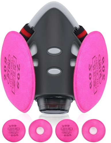 Respiradores Mascarillas,Mascarilla Antipolvo,Cubierta Facial Contra El Polvo, Cubierta Facial Seguridad Adecuado Para Variedad de Situaciones de Trabajo,Con Gafas Protectoras