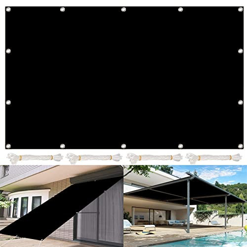 CHBIN Sonnensegel Sonnenschutz 4x5M 99% Schattentuch Mit Ösen Wasserdicht SunSail Sonnensegel Sonnenschutz Mit Spannseilen Für Garten Balkon Und Terrasse, Schwarz, 21985