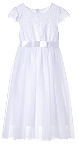 Ugitopi Mädchen Spitze Langes Kleid Kinder Tüll Party Prinzessin Kleid