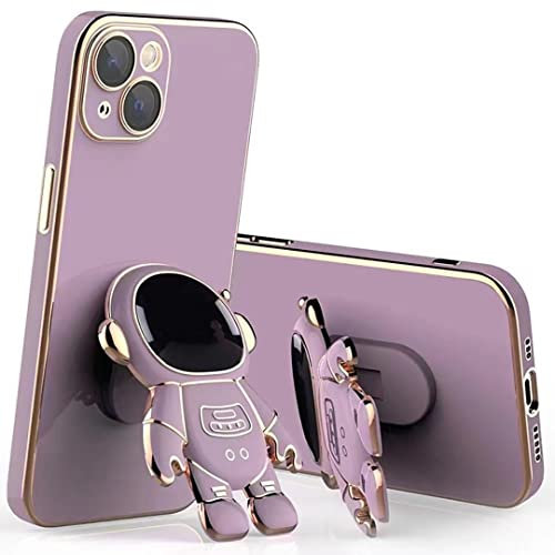 Rokmym iPhone 11 Karikatur hülle mit Ständer Slim Astronaut Handyhülle für iPhone 11 Galvanisierte Hülle für iPhone 11 für Magnetische Autohalterung Metallrahmen Case Cover
