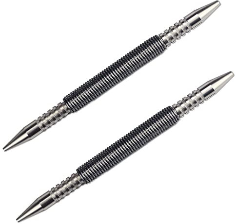 PMIIO 2 Pieces Dual Head Nail Setter Spring Loaded Nail Set Spring Nail Punch Hammerless Tool Kit 3/32″& 1/8″ Tools 3500 PSI Striking Force Counter Punch