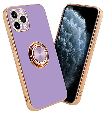 Cadorabo Hülle kompatibel mit Apple iPhone 11 PRO MAX Schutzhülle TPU Silikon Case mit Ring Design mit Kameraschutz Slim Kratzfest Gummi mit Rundumschutz Case Hülle für iPhone 11 PRO MAX in Lila
