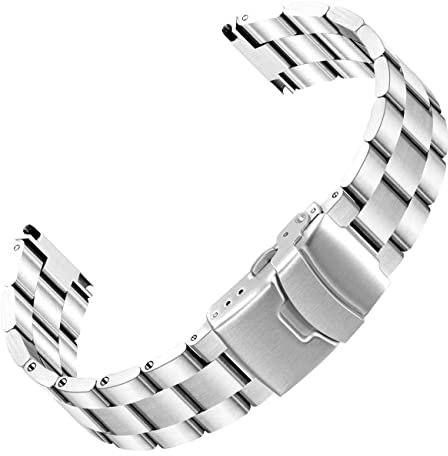 Kai Tian Ingenieur Quick Release Edelstahl 22mm Uhrenarmband für Männer Frauen Schraub-in Solider Uhr Armband Double Locks Taucher Schnalle Silber