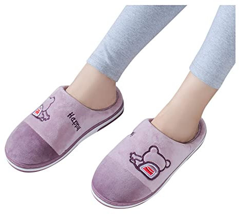 Relaxo Hausschuhe Für Frauen Warme Pelzige Flache Zehe Hausschuhe Plüsch Home Winter Offen Halten Slip-On Schuhe Frauen Cartoon Damen Slipper G, E 36-37/38-39/40-41 &1489, e, 40-41