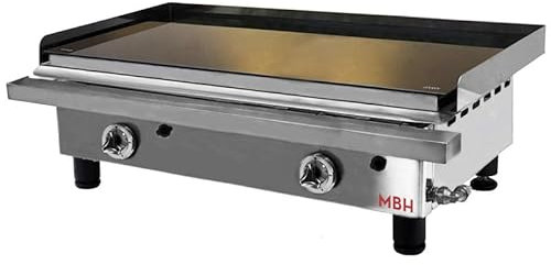 MBH - Plancha vitrocerámica a gas profesional 80 cm para hostelería. Fry top de asar VITRO GAS para cocina industrial de bar y restaurante.