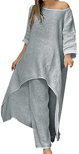 MJGkhiy Tuta Leggera Donna Cotone Estiva Completo Sportivo Donna Estate Completo Tuta Da Donna Cotone Pantalone Tuta Donna Cotone Leggero Completo Donna Elegante Cerimonia Curvy