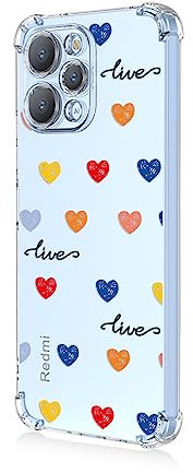 BORYA Funda para Xiaomi Redmi 12, Transparente Ultradelgado Suave Sedoso Silicona Carcasa, Antigolpes TPU Bumper Estuche, Elegante Simple Caso, Amor Corazones