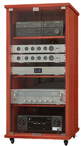 Audio Mobile Speaker Stands,4 tier Audio Rack, Media Stand and Components Cabinet for TV, Gaming Consoles, Streaming Device (Brown 56 * 60 * 122cm)