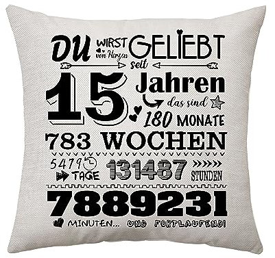 Aconesong 15. Geburtstagsgeschenk für Mädchen Junge Zierkissenbezüge Geschenk für Sie 15 Jahren Geschenke für Tochter Schwester Geschenkidee 15. Geburtstag Deko Kissenbezug 45 x 45 cm (15th)