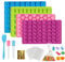 4 Stück Gummibärchen Form, Bonbon Formen Silikon mit 2 Pipetten, Silikonform Gummibärchen, Bonbonform Silikon für Süßigkeiten, Gelee, Schokolade