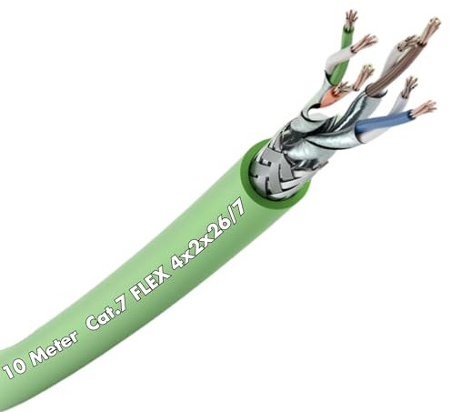 Lapp 10 Meter 2170934 ETHERLINE Cat.7 FLEX 4x2x26 AWG Ethernet IP 600 MHz I 7-drähtig I LABS-frei I LAN-Kabel feindrähtig I S/FTP Schirmung I Verlege-Kabel I Netzwerkkabel I Profinet I Datenkabel