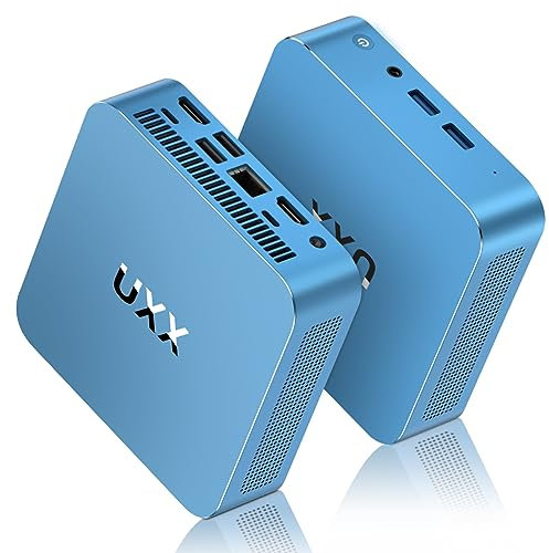 UXX Mini PC Unterstützung 512GB SSD Expansion, 8GB RAM N5095 Desktop Computer 256GB SSD, Kleiner PC Gaming 4K IPS HD UHD Triple Display, BT4.2, 2.4/5G WiFi, USB 3.0, Für Büro/Spiel/Multimedia, Blau