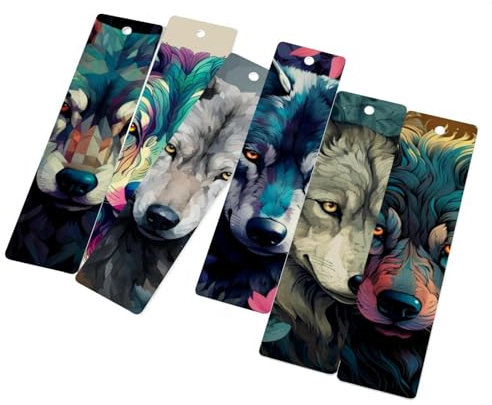 6 Stück Quaste Lesezeichen mit Quasten Wolf Lesezeichen Karten für Künstler Männer Frauen Buchliebhaber Teenager