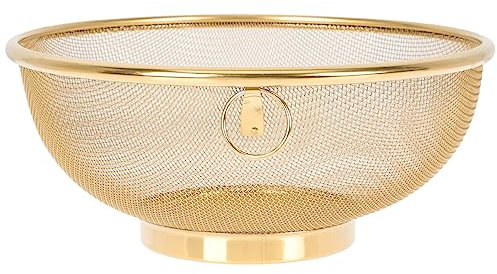 MAGICLULU 1 Stück Goldener Feinmaschiger Siebkorb Stapelbare Siebe Aus Edelstahl Zum Waschen Von Gemüse Obst Sieb Abfluss Und Spülung