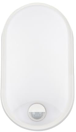 M EGA MEGACUBE 18W Oval LED Außenwandleuchte mit PIR-Bewegungsmelder 4000K IP65 wasserdicht für Garten, Terrasse, Garage, Flur, Keller, Wintergarten in Weiß - LED Wandlampe mit Bewegungssensor